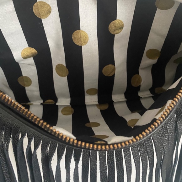 Leather Fringe Bag | Leather Fringe Clutch I Women's Purse | Black - Picture 5 of 6